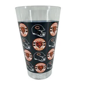NFL Chicago Bears Sports Fan Tall Plastic Tumbler Cup 6” Blue Orange Logo, NEW